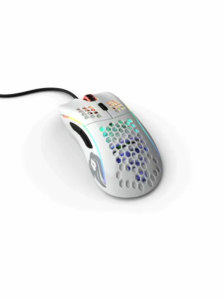 Glorious Model D - Kiiltävä valkoinen - Pelihiiri - Optinen - 6 painiketta - Valkoinen RGB-LED-valoilla