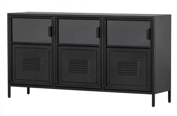 Ronja, Highboard, musta, K75,5x143x37 cm, rauta